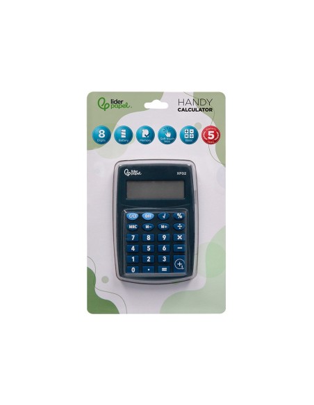 CALCULADORA  BOLSILLO XF02 8D.PILAS AZ. 99X64X9MM