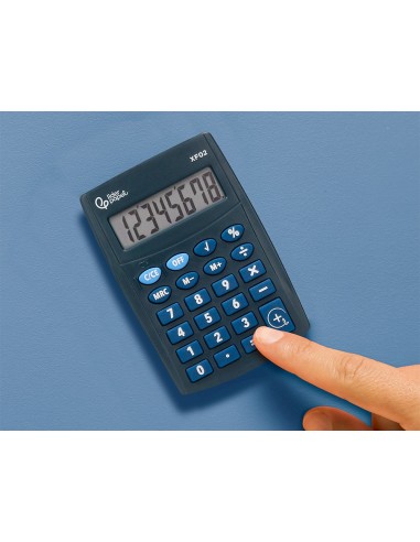 CALCULADORA  BOLSILLO XF02 8D.PILAS AZ. 99X64X9MM