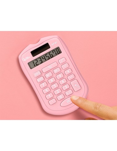 CALCULADORA  BOLSILLO XF41 8D.SOLAR PILAS ROSA 94X59,5X10,5MM