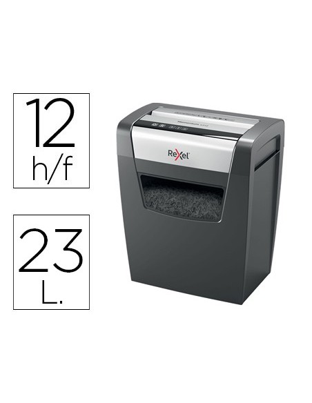 DESTRUCTORA REXEL MOMENTUM X312 CAP. 12 H.DESTRUYE GRAPAS,CLIPS 23 L
