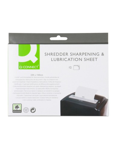 HOJAS LUBRICANTES Y AFILADORAS Q-CONNECT DESTRUCTORA 12H. 220X150MM
