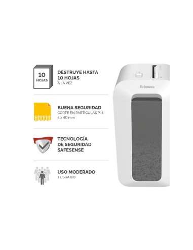 DESTRUCTORA DOC FELLOWES LX65 10H SEG. P4 DESTRUYE GRAPAS CLIPS TJ.