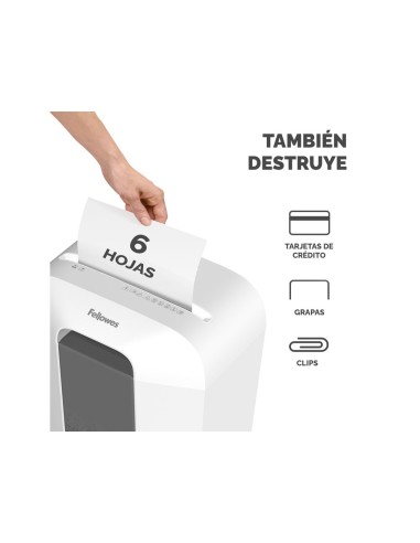 DESTRUCTORA DOC FELLOWES LX25 6H SEG. P4 DESTRUYE GRAPAS CLIPS TJ.