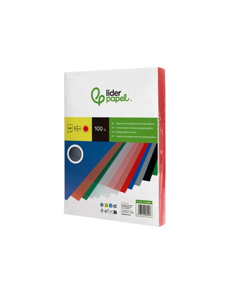 TAPA ENCUADERNACION PP.A4 0.5MM RJ. OPACO PQ.DE 100 UD.