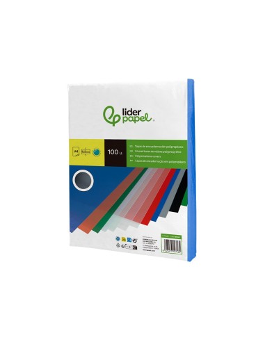 TAPA ENCUADERNACION PP.A4 0.5MM AZ. TRANS.PQ.DE 100 UD.