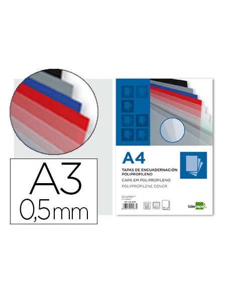 TAPA ENCUADERNACION PP. A3 0.5MM TPTE.PQ.DE 100 UD.