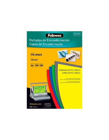TAPA ENCUADERNACION FELLOWES A4 PVC OPACO NG. 180 MICRAS 100 UD.