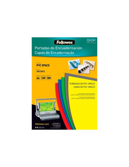 TAPA ENCUADERNACION FELLOWES A4 PVC OPACO NG. 180 MICRAS 100 UD.