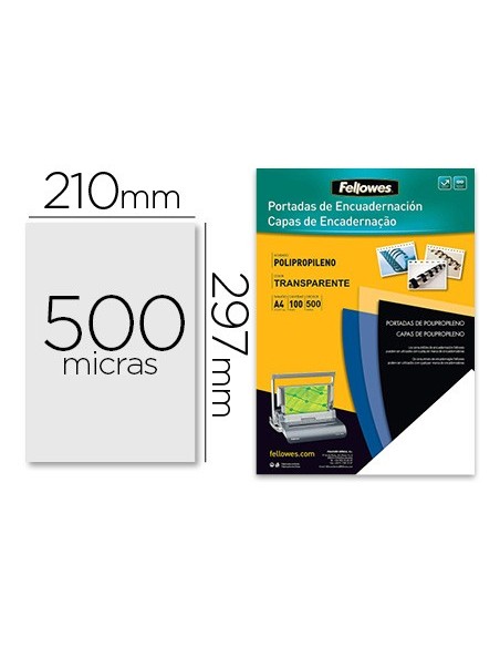 TAPA ENCUADERNACION FELLOWES A4 PP. TPTE.450 MICRAS PK.DE 100 UD.