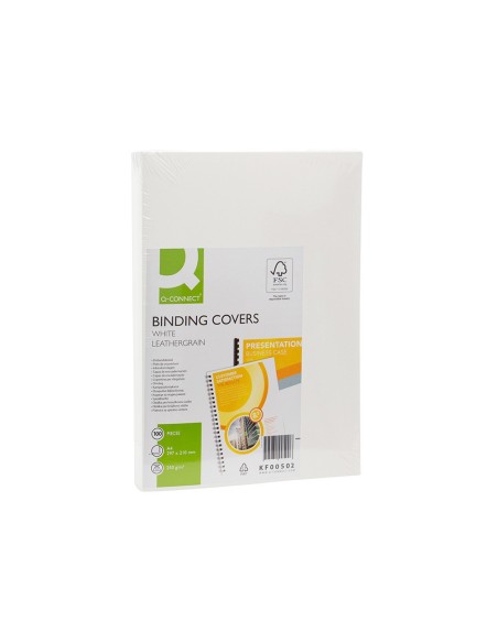 TAPA ENCUADERN Q-CON.CARTON DIN A4 BLANCO SIMIL PIEL 100UD**34215