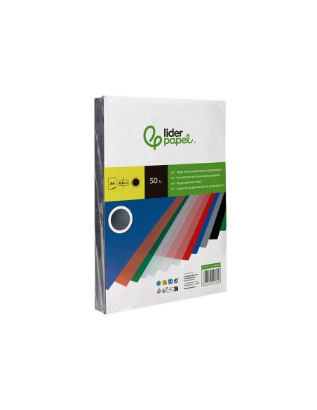 TAPA ENCUADERNACION PP DIN A4 NEGRA ESPESOR 0,8 MM PACK 50U**22530