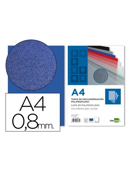 TAPA ENCUADERNACION PP DIN A4 AZUL ESPESOR 0,8 MM PACK 50**22531