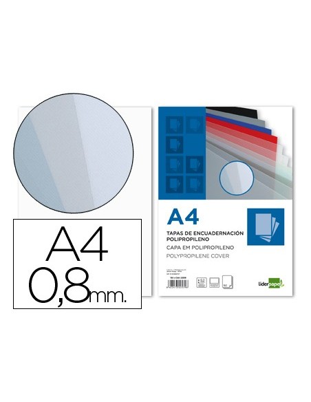 TAPA ENCUADERNACION PP DIN A4 TPTE.-ESPESOR 0,8 MM PACK 50U**22534