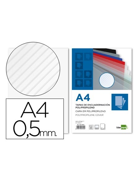 TAPA ENCUADERNACION PP RAYADO DIN A4 TPTE.0,5 MM PACK 100UD**22540