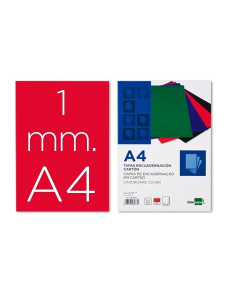 TAPA  ENCUADERNACION CARTON GOFRADO DIN A4 1MM ROJA PACK 50**28073