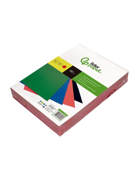 TAPA  ENCUADERNACION CARTON GOFRADO DIN A4 1MM ROJA PACK 50**28073