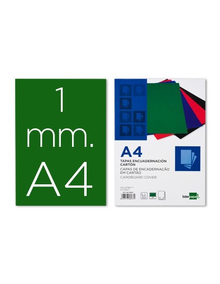 TAPA ENCUADERNACION CARTON GOFRADO DIN A4 VERDE-UD 50 UD.**28074