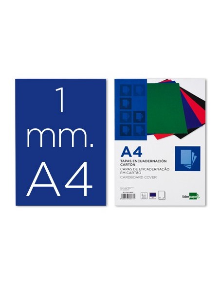 TAPA ENCUADERNACION CARTON GOFRADO DIN A4 1MM  AZUL PACK 50**28075