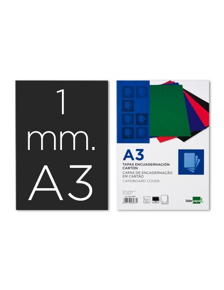 TAPA ENCUADERNACION CARTON GOFRADO DIN A3 NEGRO-UD 50 UD.**29747