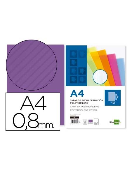 TAPA ENCUADERNACION PP ONDULADO DIN A4 VIOLETA 0,8 MM 50 UD**57183