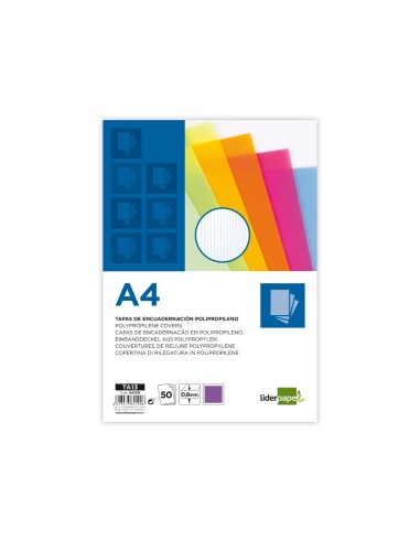 TAPA ENCUADERNACION PP ONDULADO DIN A4 VIOLETA 0,8 MM 50 UD**57183