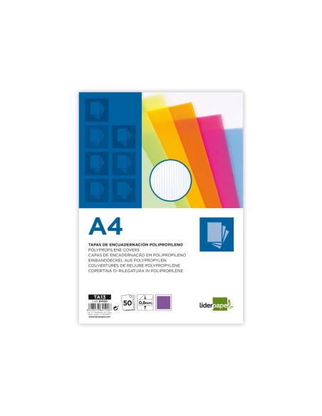 TAPA ENCUADERNACION PP ONDULADO DIN A4 VIOLETA 0,8 MM 50 UD**57183