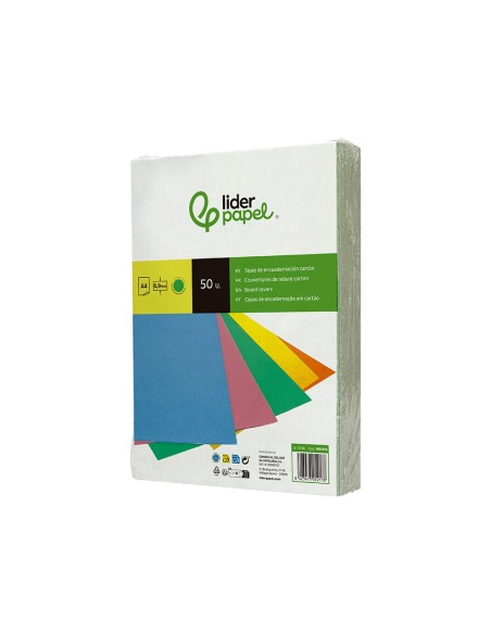 TAPA ENCUADERNACION  CARTON A4 0,9MM VE. FLUOR PQ.DE 50 UD.