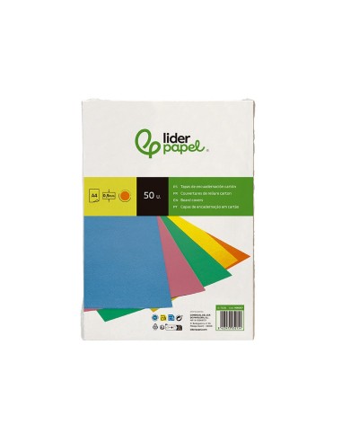 TAPA ENCUADERNACION  CARTON A4 0,9MM NJ. FLUOR PQ.DE 50 UD.