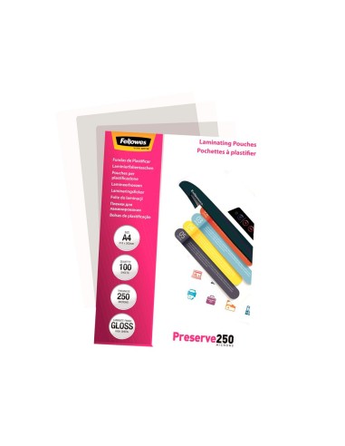 BOLSA DE PLASTIFICAR FELLOWES BRILLO DIN A4 250 MC PACK DE 100 UD