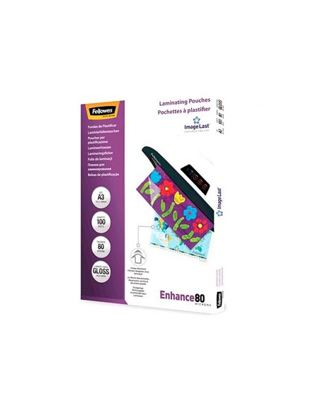 BOLSA DE PLASTIFICAR FELLOWES BRILLO DIN A3 80 MICRAS PACK 100 UD.