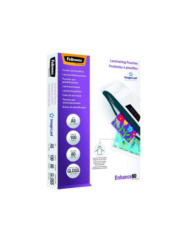 BOLSA PLASTIFICAR FELLOWES BRILLO 4º 80 MICRAS PK.100 UD.