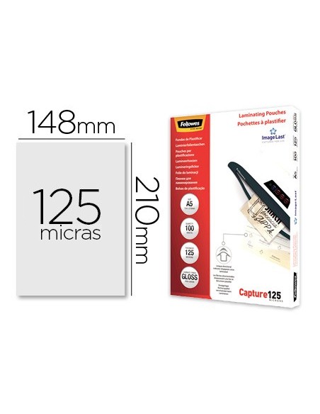 BOLSA PLASTIFICAR FELLOWES BRILLO 4º 125 MICRAS PK.100 UD.