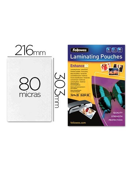 BOLSA DE PLASTIFICAR FELLOWES BRILLO DIN A4 80 MICRAS PACK 25