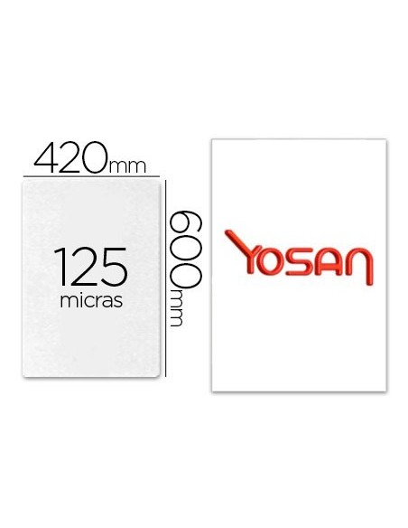 BOLSA PLASTIFICAR YOSAN BRILLO 420 X 600MM 125 MC DIN A2 CAJA 100UD