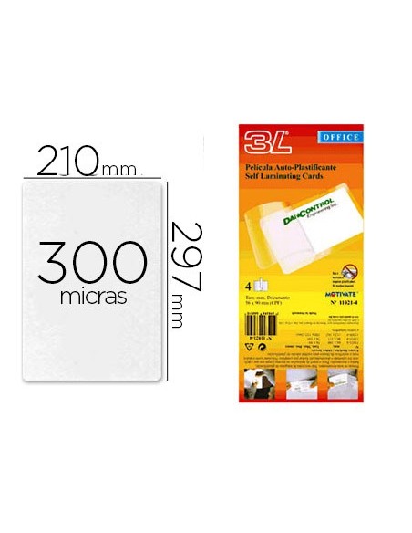 BOLSA PLASTIFICAR 3L OFFICEMANUAL FRIO 300 MC DIN A4 ADHESIVO 10 U