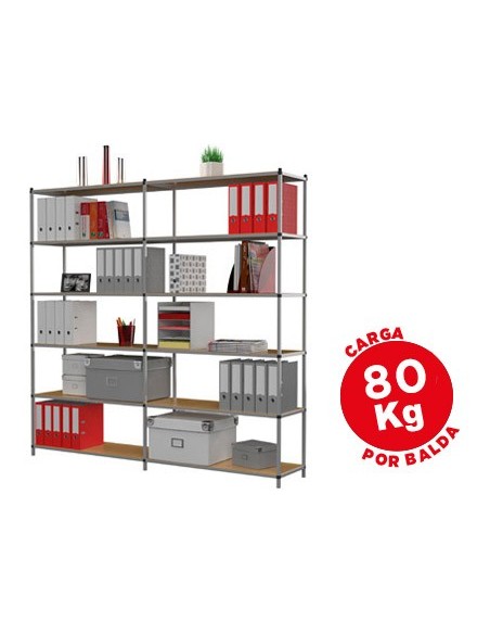 ESTANTERIA FAST-PAPERFLOW MET. 6X80 KG POR ESTANTE 200X100X35 CM BASE