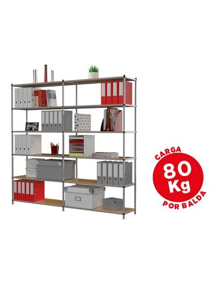 ESTANTERIA FAST-PAPERFLOW MET. 6X80 KG POR ESTANTE 200X100X35 CM ADIC