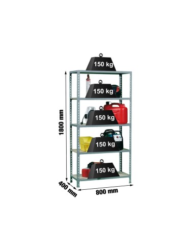 ESTANTERIA MET.SIMONRACK MINI 5/400 GRIS/MADERA 5EST.150K 180X80X40