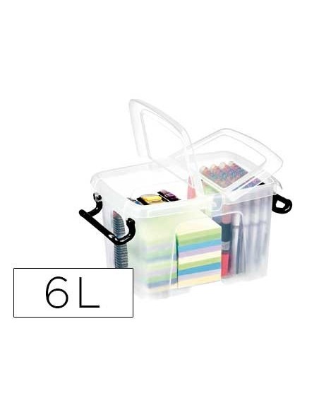 CONTENEDOR PLASTICO CEP 6L.305X224X182 MM TPTE.C/TAPA CIERRE HERM.