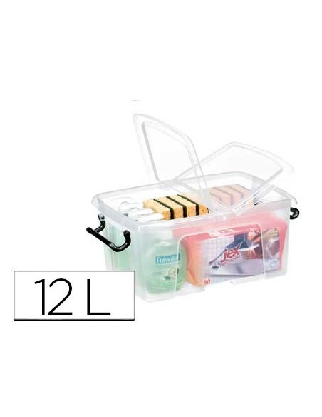 CONTENEDOR PLASTICO CEP 12L.405X295X183 MM TPTE.C/TAPA CIERRE HERM.