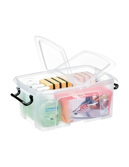 CONTENEDOR PLASTICO CEP 12L.405X295X183 MM TPTE.C/TAPA CIERRE HERM.