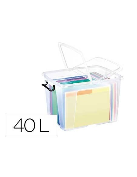 CONTENEDOR PLASTICO CEP 40L.397X498X329 MM TPTE.C/TAPA CIERRE HERM.