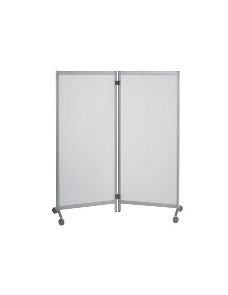 MAMPARA SEPARADORA DE CRISTAL OPACO CON RUEDAS 2 HOJAS