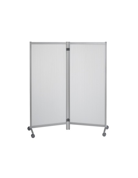 MAMPARA SEPARADORA DE CRISTAL OPACO CON RUEDAS 2 HOJAS