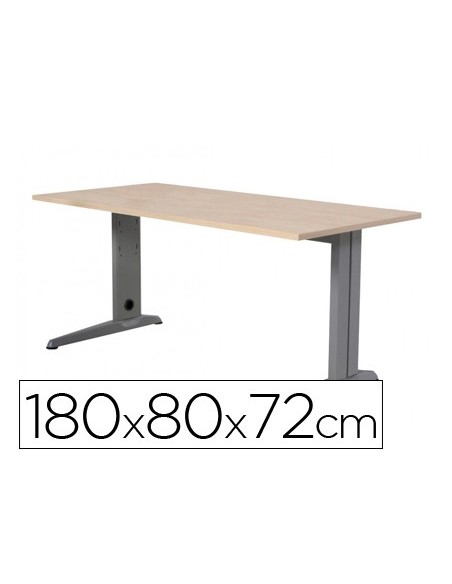 MESA DE OFICINA ROCADA METAL 2003AC01 ALUMINIO /HAYA 180X80 CM