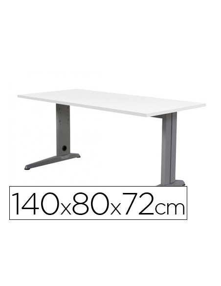 MESA DE OFICINA ROCADA METAL 2001AC04 ALUMINIO /BLANCO 140X80 CM