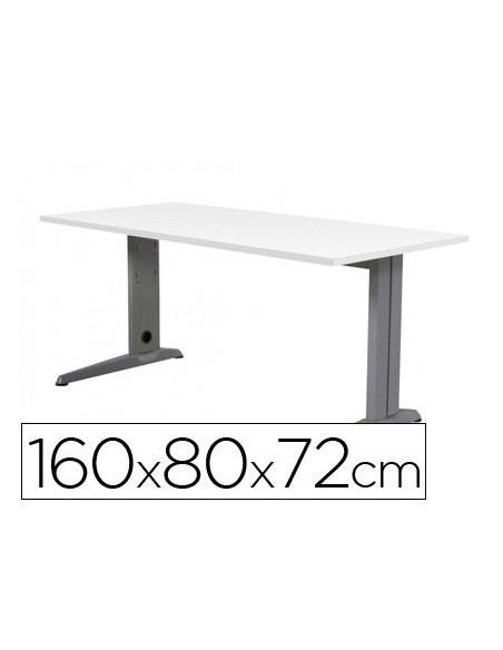 MESA DE OFICINA ROCADA METAL 2002AC04 ALUMINIO /BLANCO 160X80 CM