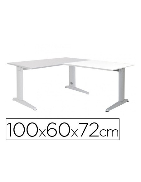 ALA MESA ROCADA METAL 60X 100 CM DER. O IZQ. AC04 ALUMINIO/ BLANCO