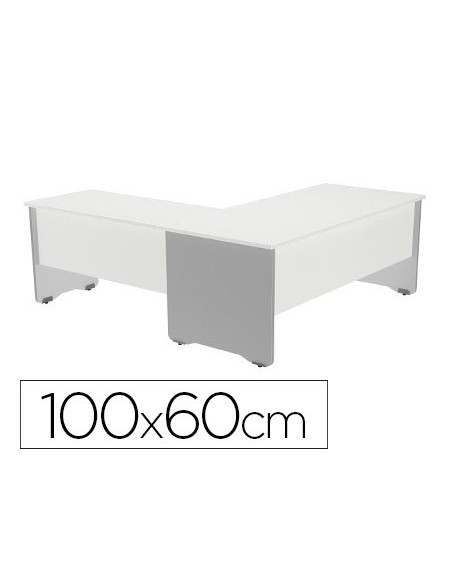 ALA MESA ROCADA WORK 100x60 CM ACABADO AB04 ALUMINIO/BLANCO 2102AB04