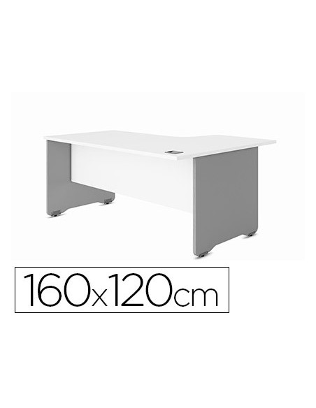 MESA ROCADA WORK 160X120 CM DERECHA ACABADO AB04 ALUMINIO/BL 2051AB04